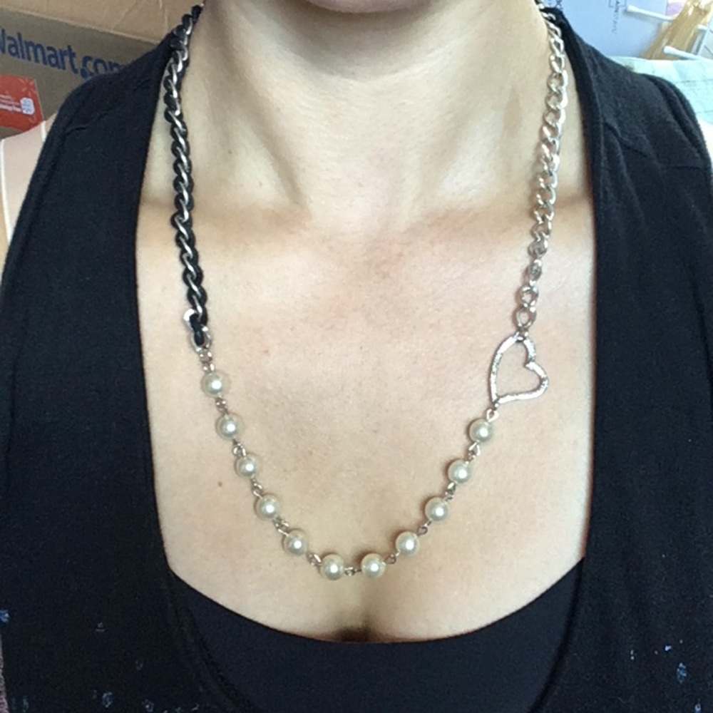Handmade Heart & Pearl Necklace